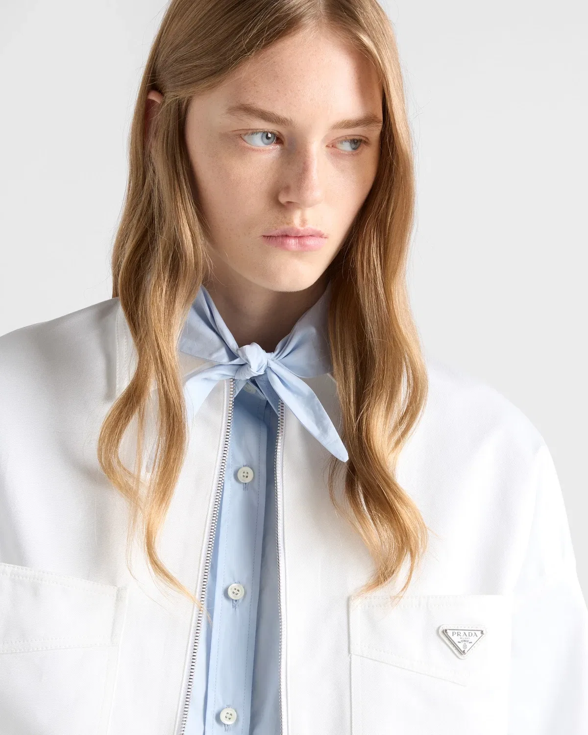 Куртка-блузон свободного кроя Prada, белый — фото 3