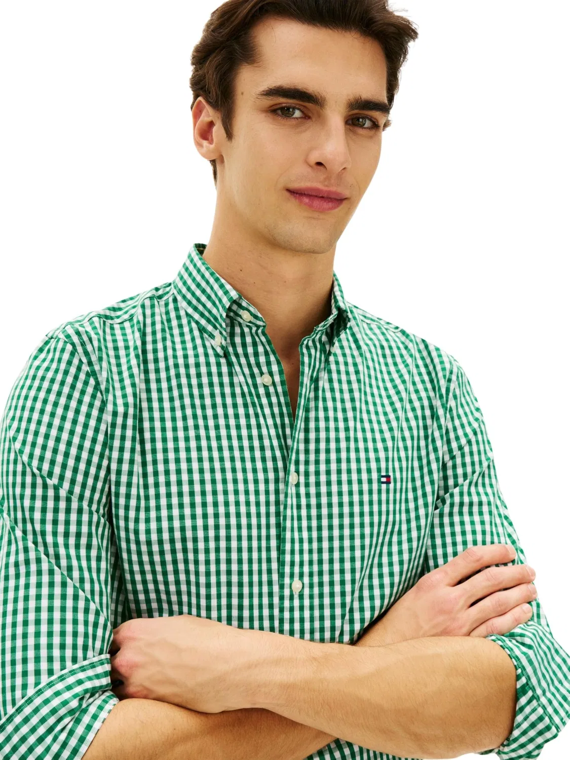Мужская рубашка с принтом Flex Poplin Gingham Tommy Hilfiger, Green (Nouveau Green / Check) — фото 4