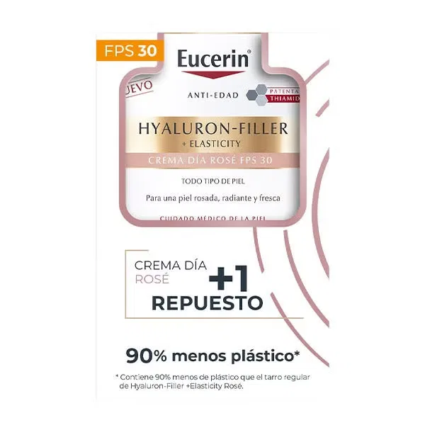 Крем дневной с SPF 30 + рефил с комплексом коллагена и эластина для лица Pack Hyaluron Filler Elasticity Rosé SPF30 EUCERIN