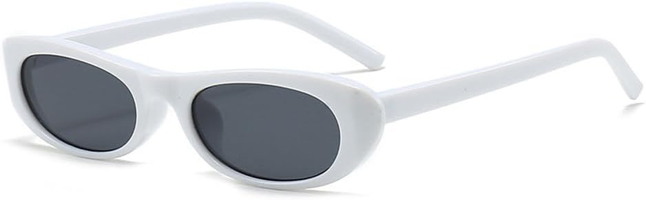 

Модные солнцезащитные очки «кошачий глаз» черного цвета для женщин, узкая прямоугольная оправа, маленькие очки для мужчин и женщин с защитой от УФ-излучения UV400, белые и черные, один размер TKKTLLT, White Black