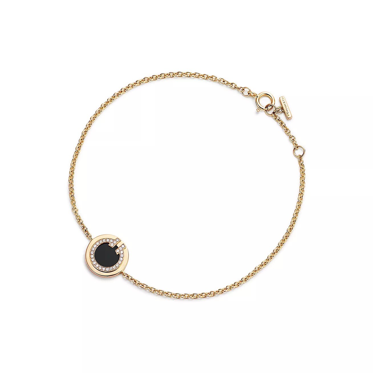 

Браслет Tiffany & Co. T Diamond and Black Onyx Circle, золото