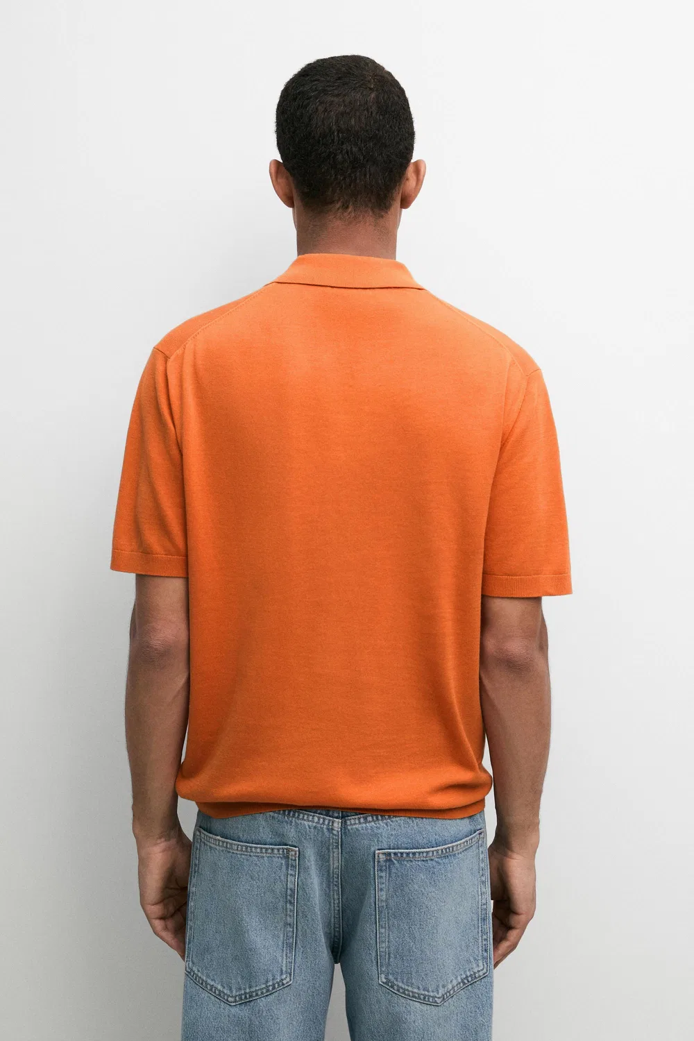 Поло Massimo Dutti 100% Cotton Knit, оранжевый — фото 4