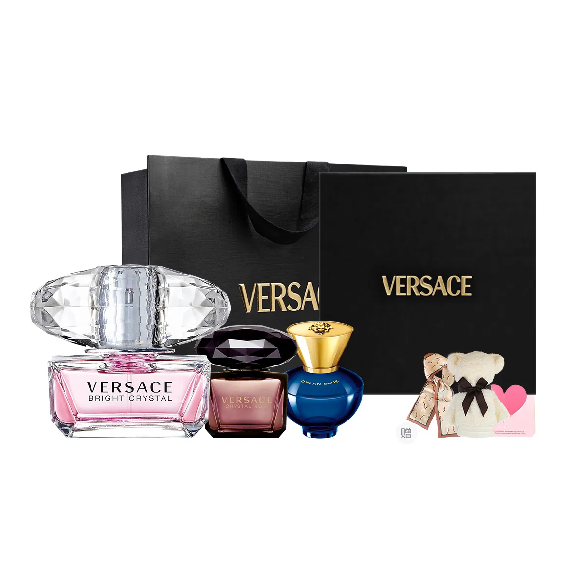 Женский парфюмерный набор Pink Diamond, VERSACE, 50мл+5мл*2, Black