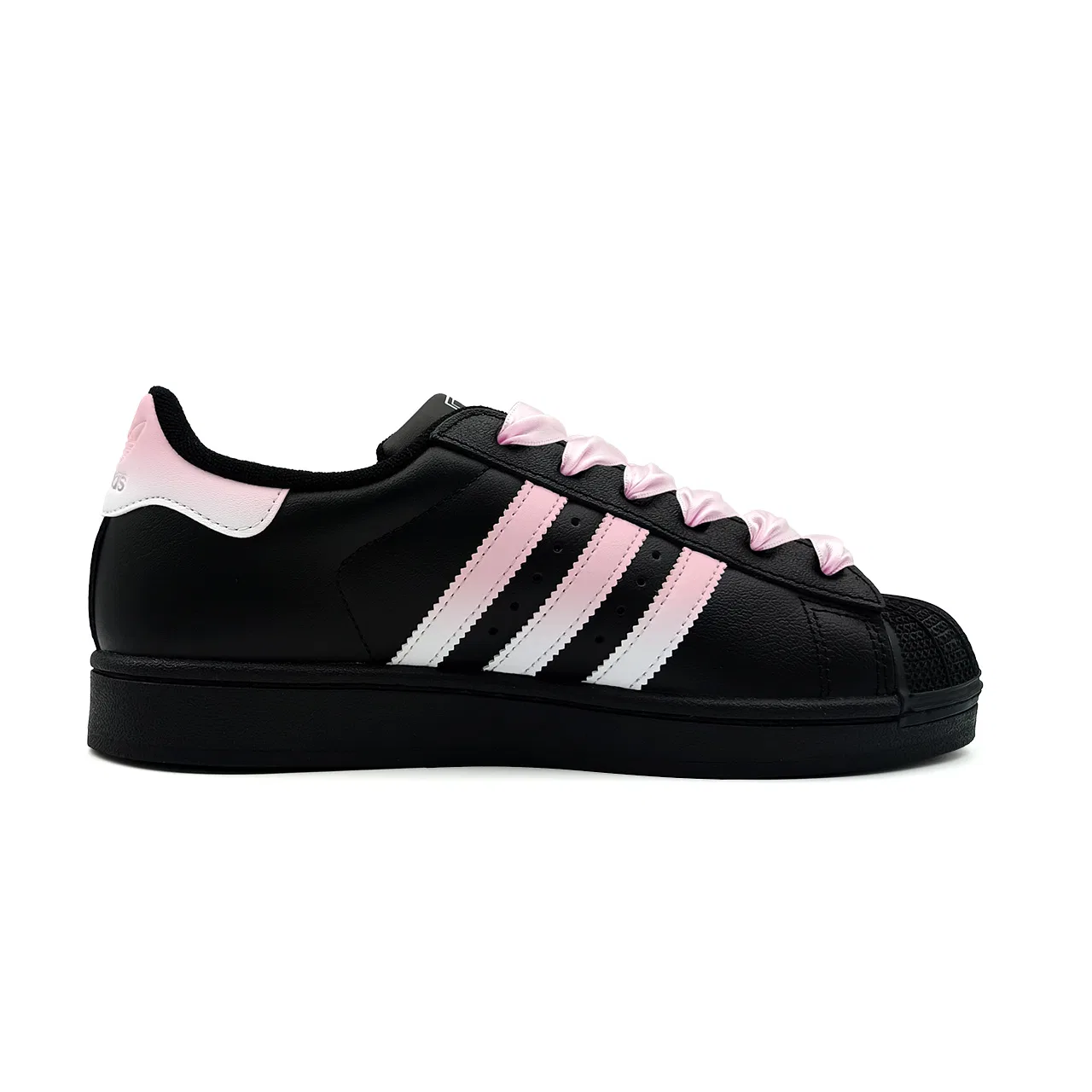 Детские кроссовки для скейта с принтом Superstar 2 Adidas Originals, Black White Pink — фото 4