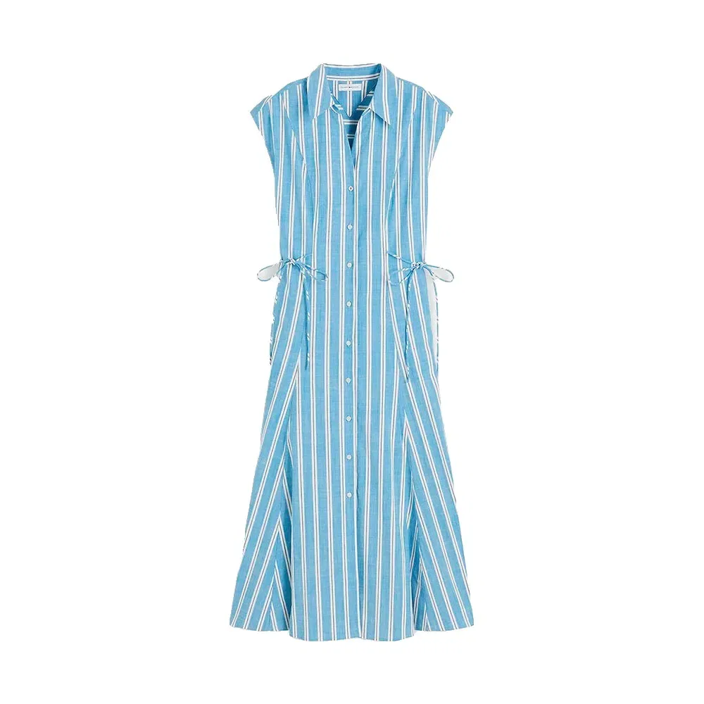 Женское платье-миди без рукавов Tommy hilfiger Summer Cotton, Blue — фото 3