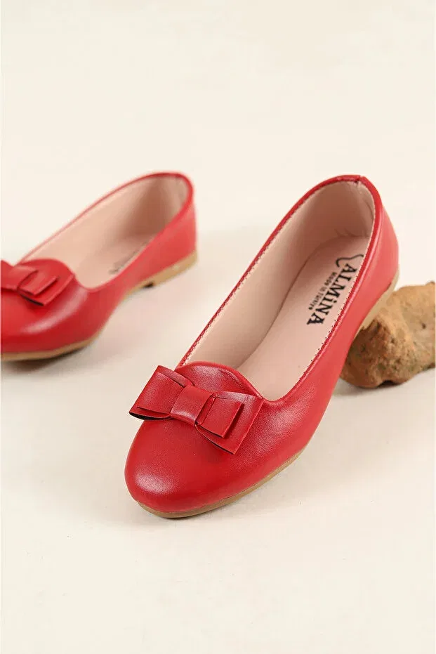Детские балетки для девочек с бантом Almina, Red