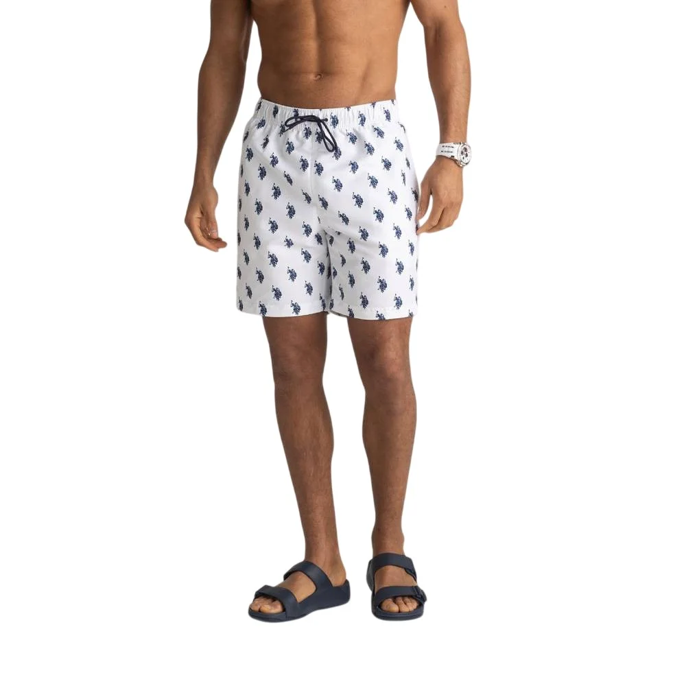 Мужские шорты для плавания U.S. Polo Assn. 7" All Over Logo Print, белый