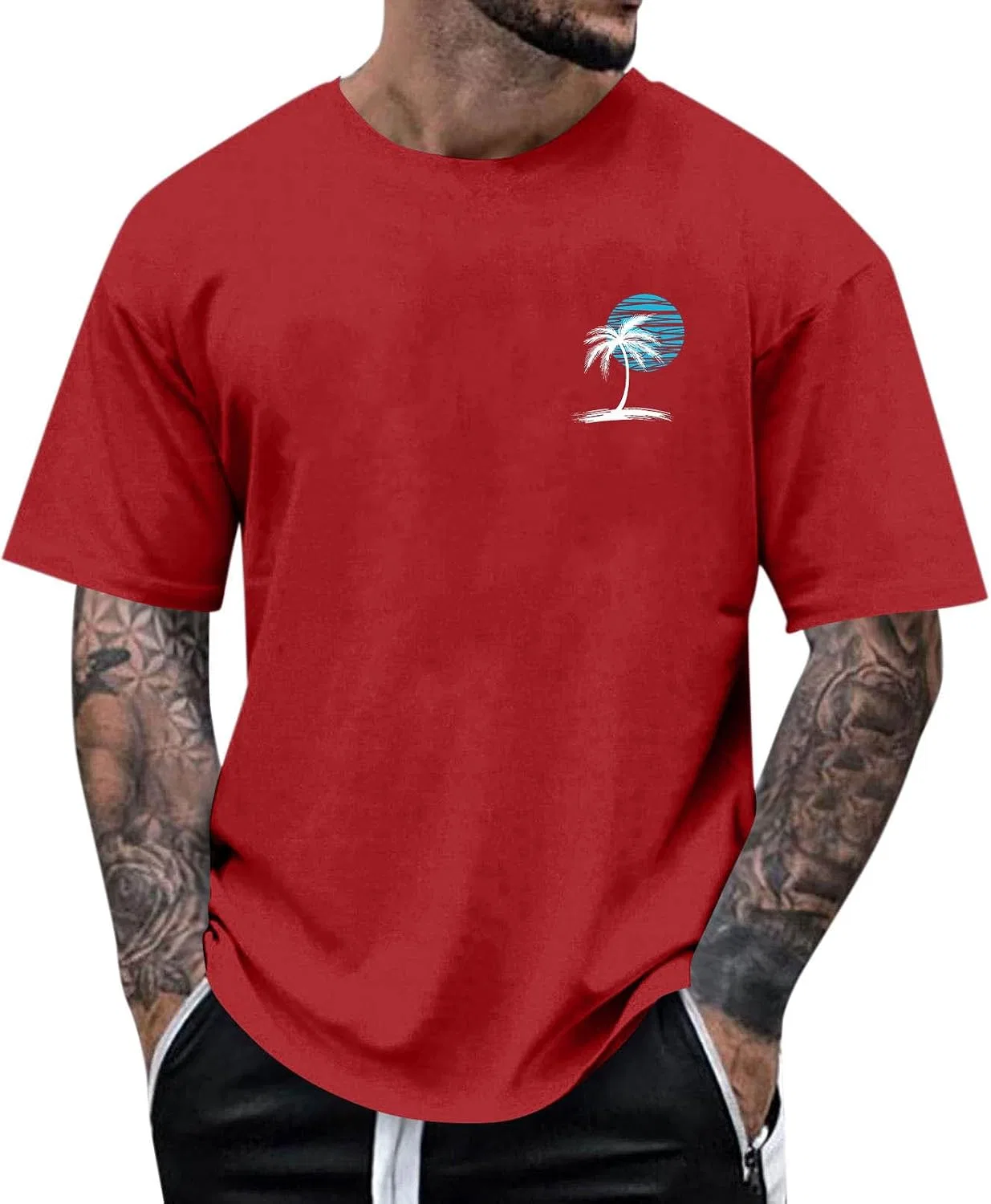 Мужская футболка с пальмами Beach Palm Tree, Red