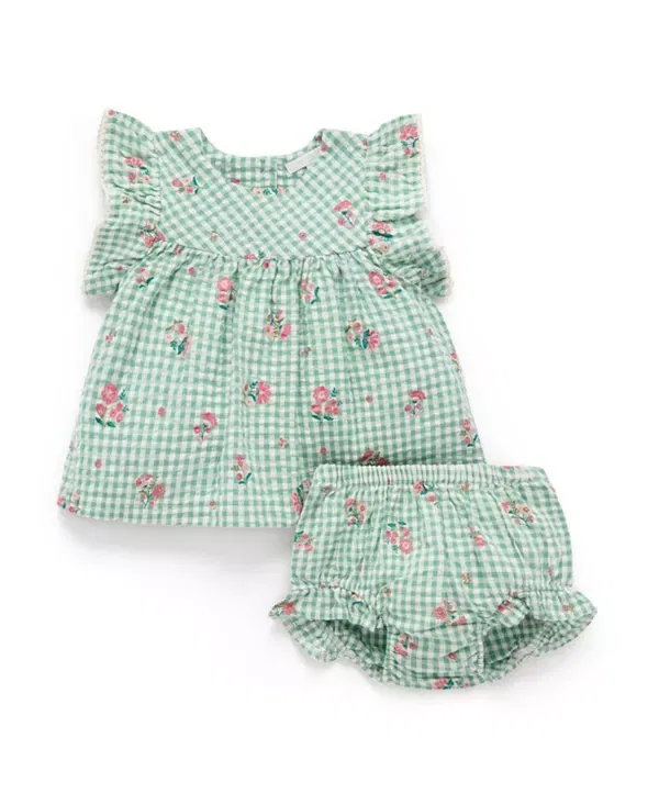 Детский комплект для девочек с воланами Frida Ruffle Top & Bloomer Set Purebaby, Frida Print