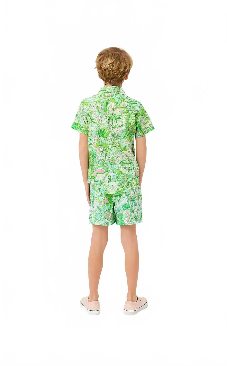 Детская рубашка для мальчиков с коротким рукавом и принтом Lavin Button Down Shirt Lilly Pulitzer, Resort White Ship To Shore — фото 2