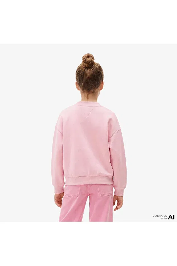 Детские свитшот для девочек с принтом Flower kids Tommy Hilfiger, Pink — фото 2