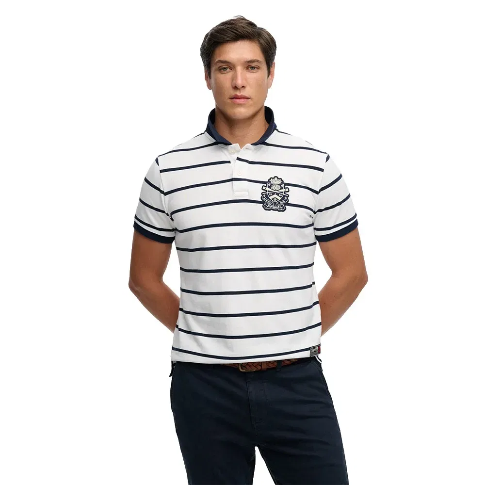 Мужское поло с коротким рукавом Crest Stripe Superdry, White