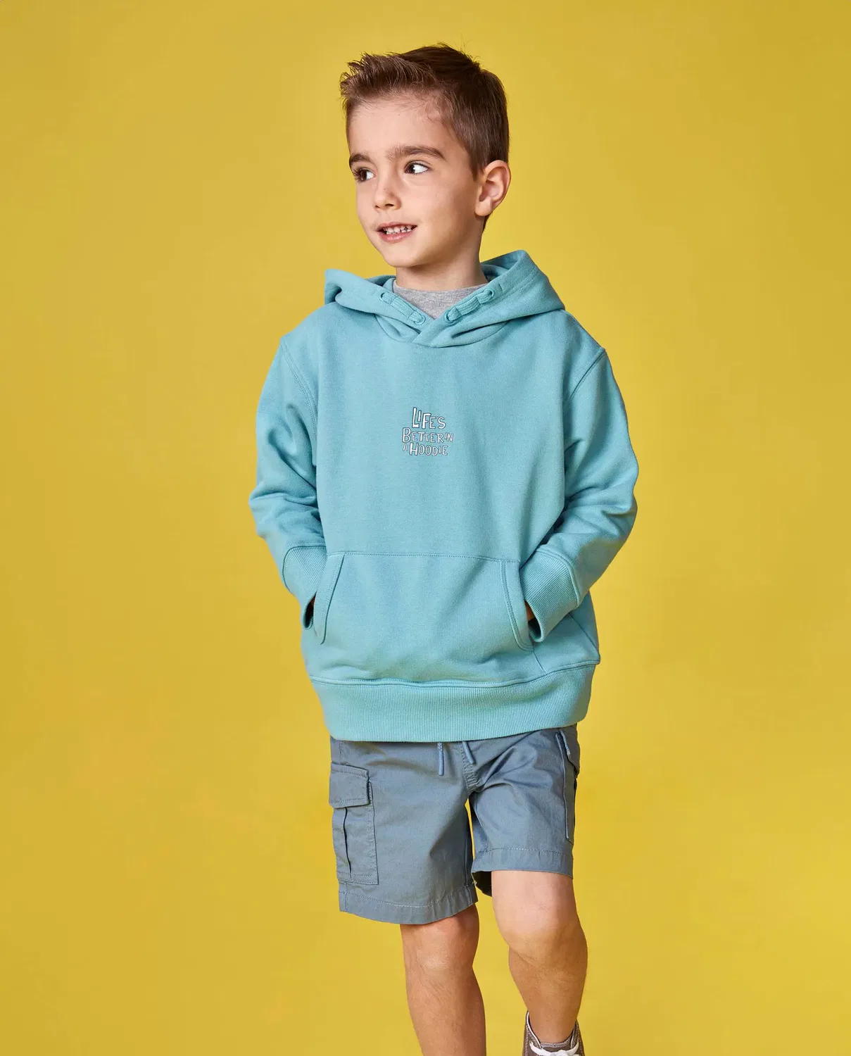 Детская худи для мальчиков с принтом Life's Better In A Hoodie Gocco, Azul Claro — фото 3