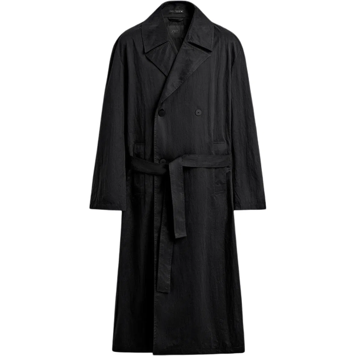 Мужское пальто-тренч с воротником-стойкой Black ZARA, Black