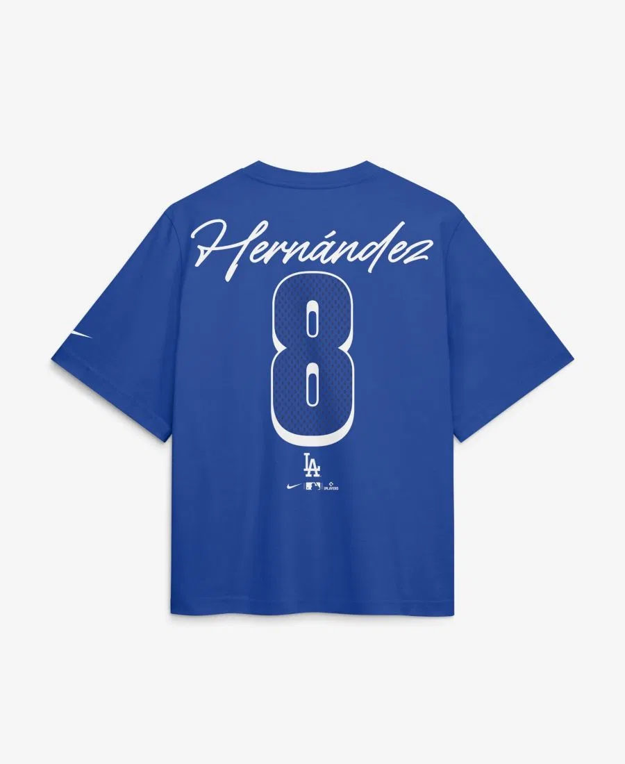 Женская футболка Enrique Hernández Royal Los Angeles Dodgers Premium Essentials Boxy с именем и номером игрока Nike, Royal — фото 3