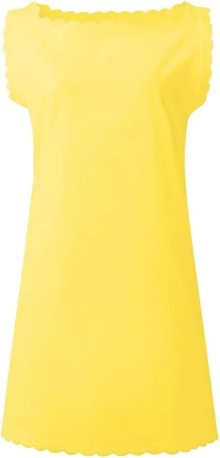 Женское летнее платье-трапеция без рукавов с вырезом-качели, Yellow — фото 4
