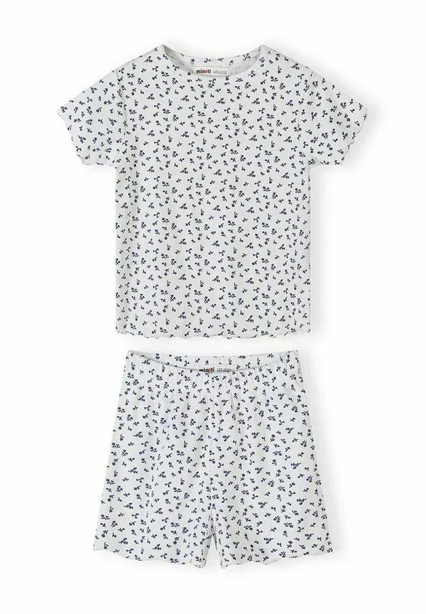 Комплект пижамный из 2 предметов с цветочным принтом, short sleeve, Minoti, White, белый/синий — фото 2