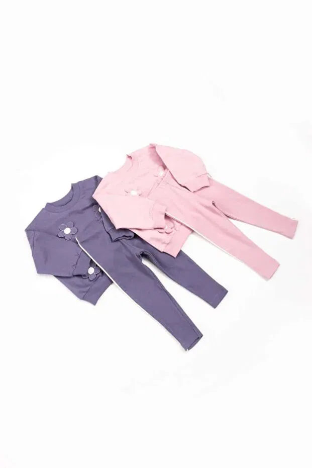 Детский комплект для девочек с цветочным принтом Pitababy, Purple — фото 3