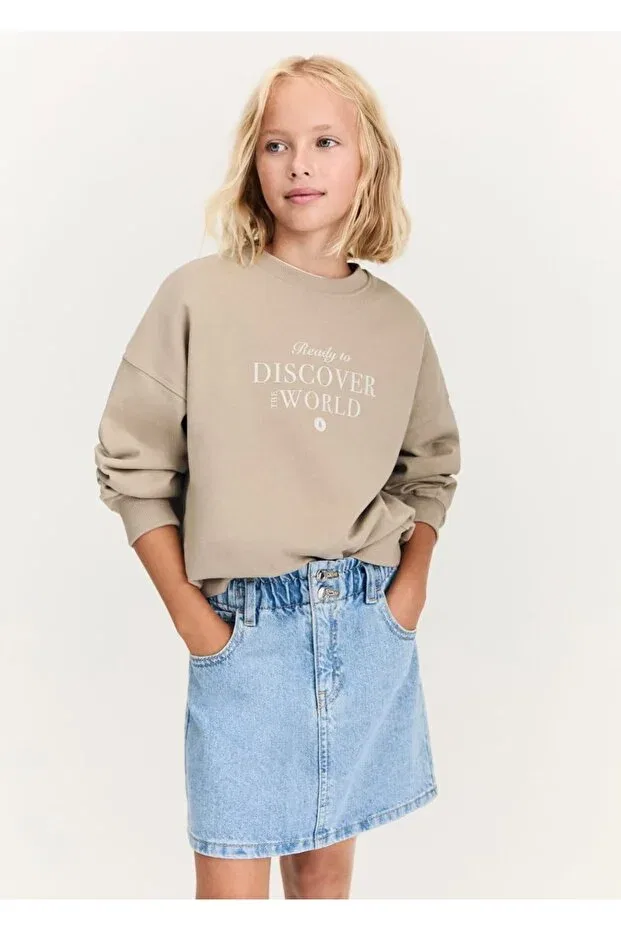 Детские свитшот для девочек хлопковый Mango Kids, Medium Brown