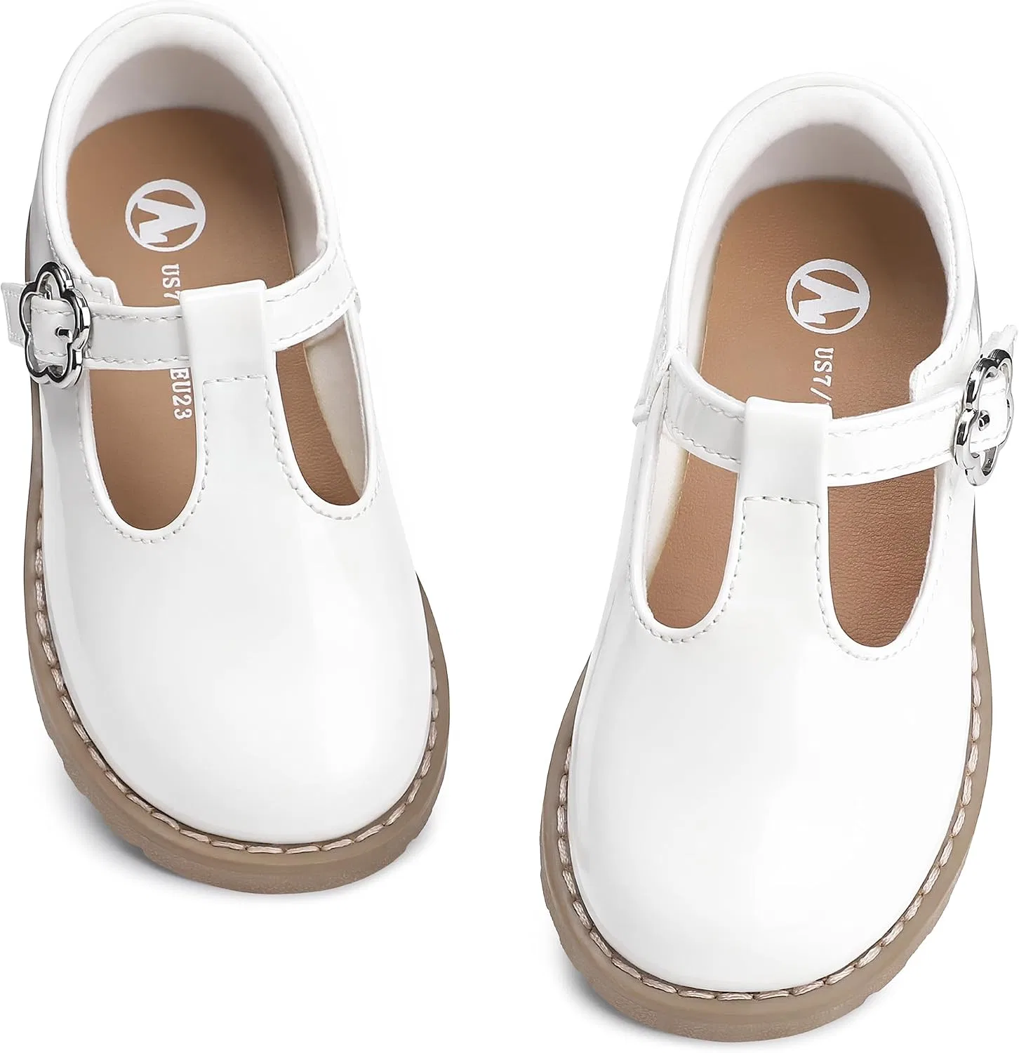 Детские туфли Мэри Джейн для девочек с регулируемой липучкой shoeslocker, White