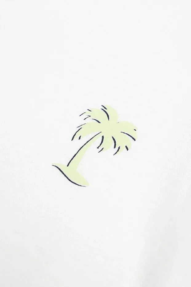Детская футболка для мальчиков с принтом Palm Tree Pattern Minycenter, White — фото 4