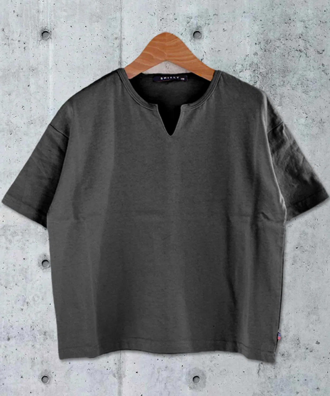 Детская футболка с ключевым вырезом, свободного кроя SHISKY, Charcoal Grey