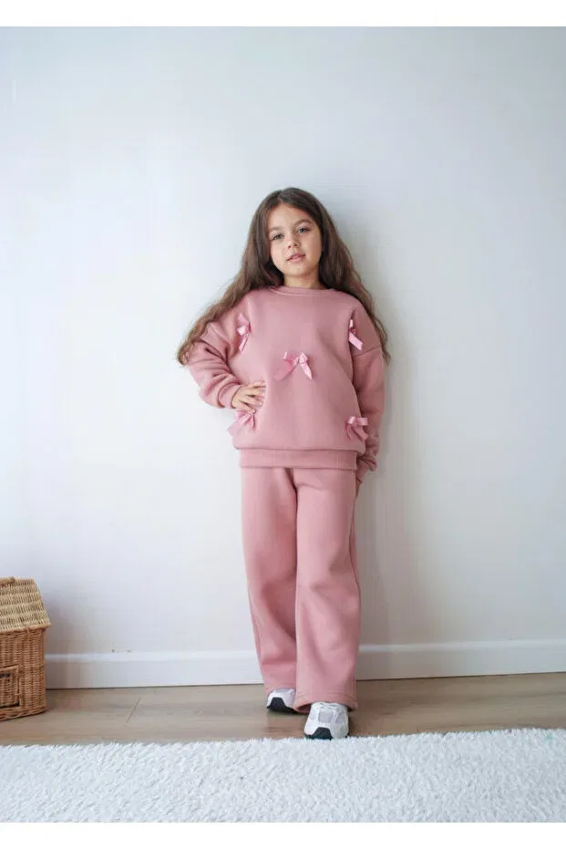 Детский спортивный комплект для девочек с принтом Jeliboomkidswear, Dried Rose — фото 2