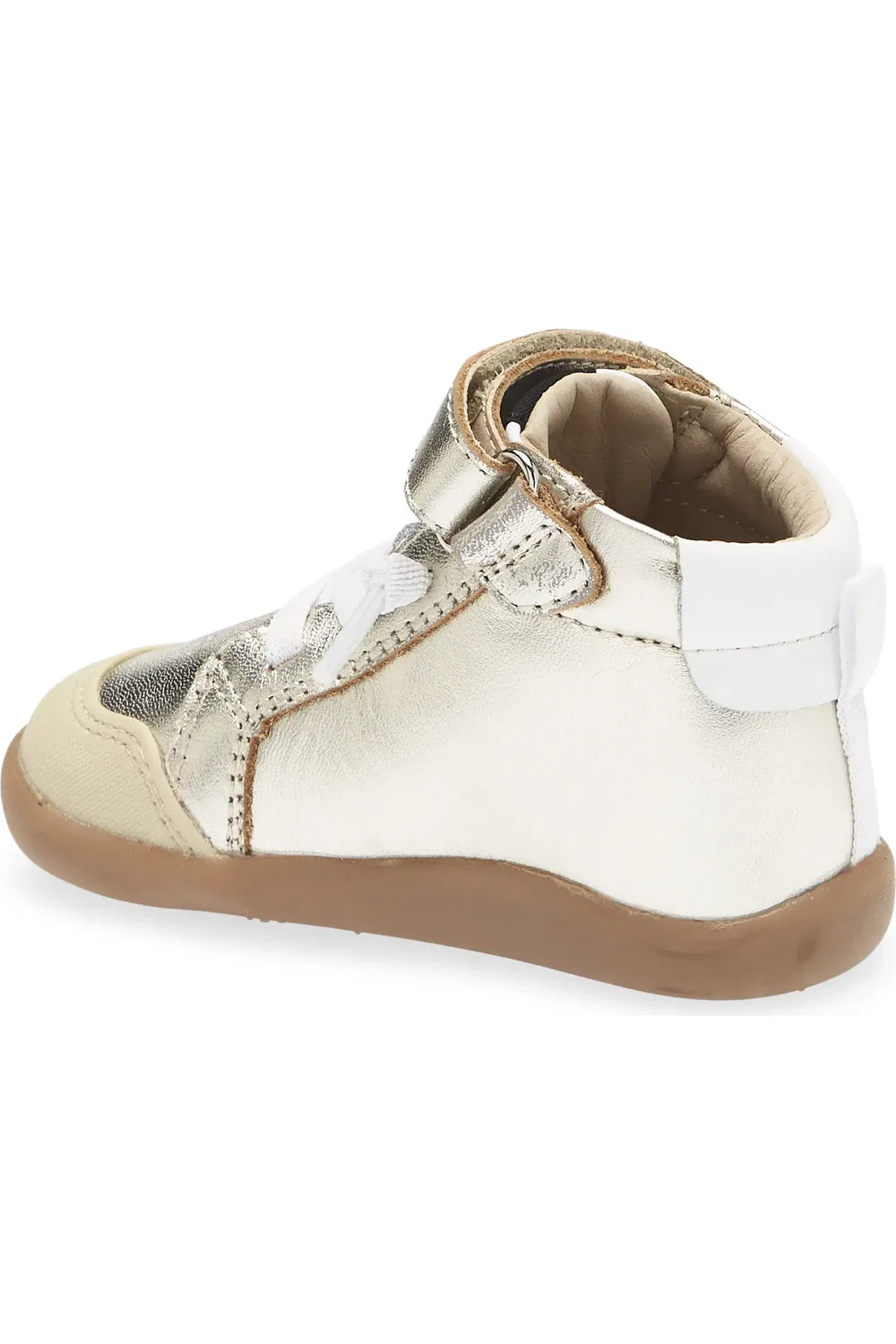 Детские кроссовки высокие ретро Leather Sneaker OLD SOLES, Gold/Snow — фото 2