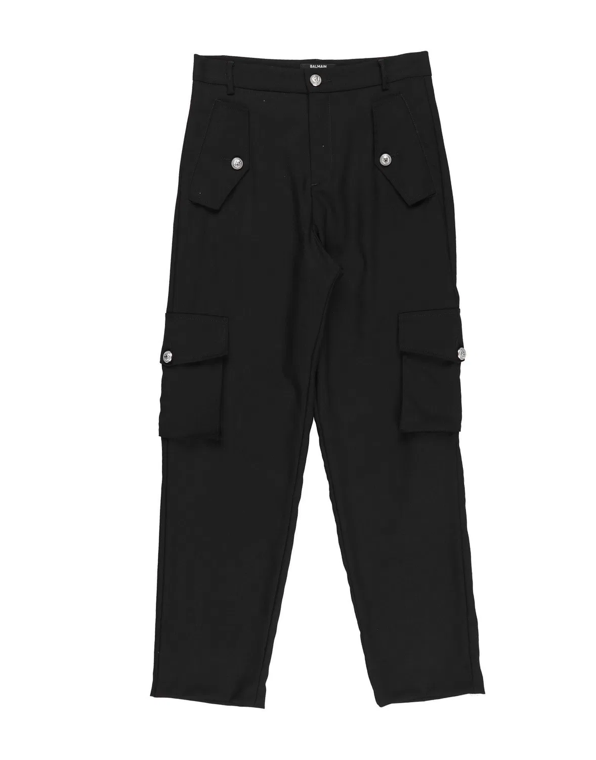 Брюки из шерсти с принтом Balmain, черный