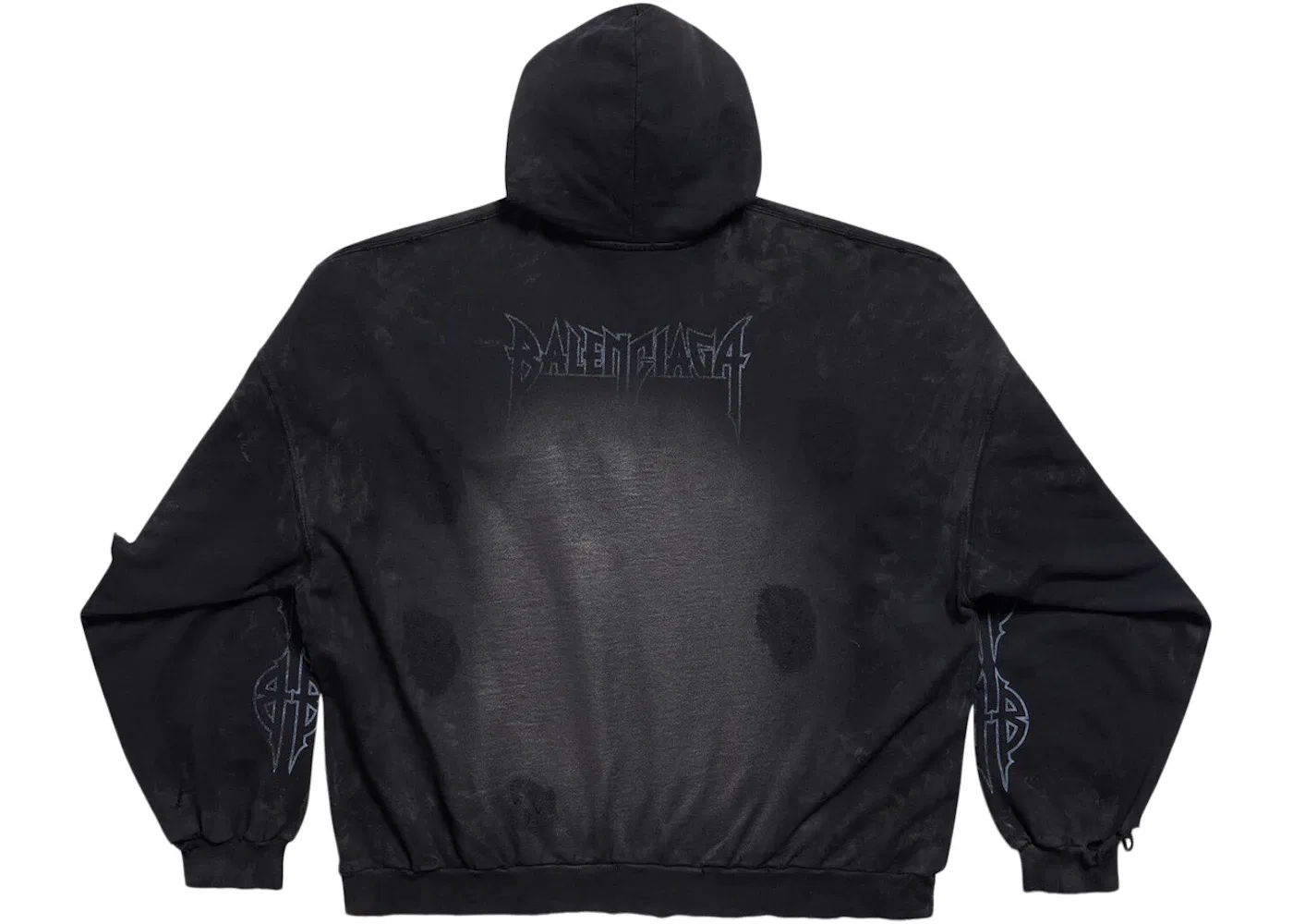 Унисекс худи оверсайз с эффектом потертости Paris Moon No Pocket Hoodie Oversized Balenciaga, Faded Black — фото 2