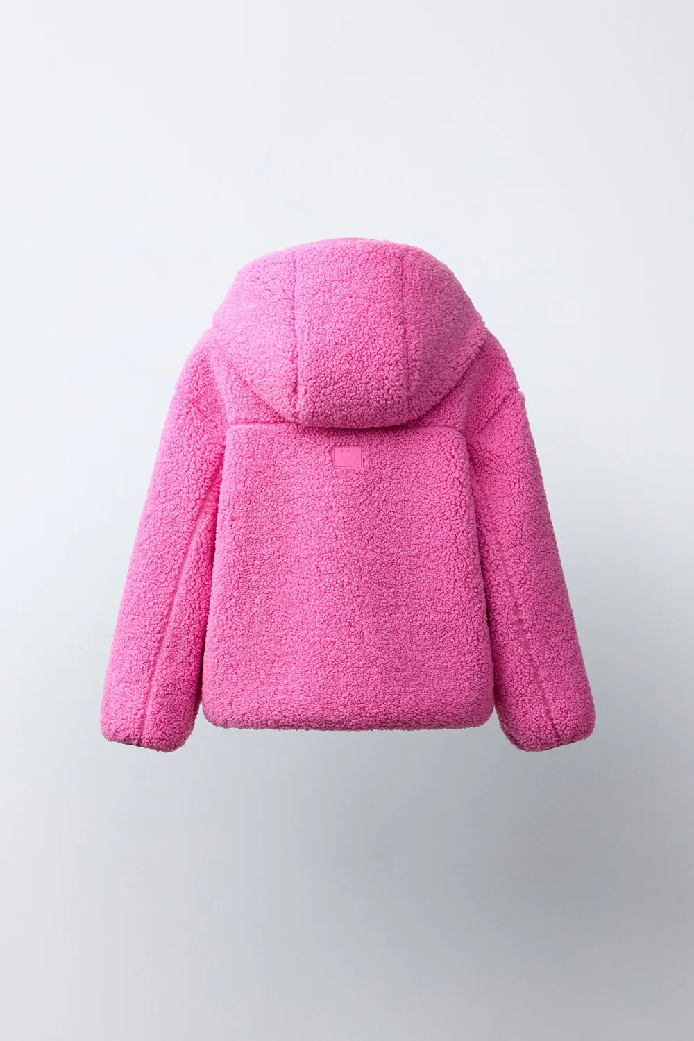 Куртка с капюшоном из искусственной овчины ZARA, Fuchsia — фото 4