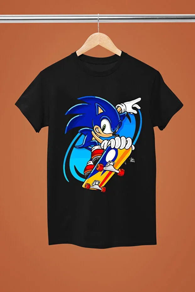 Детская футболка с принтом Sonic the Hedgehog Magors, Black-5