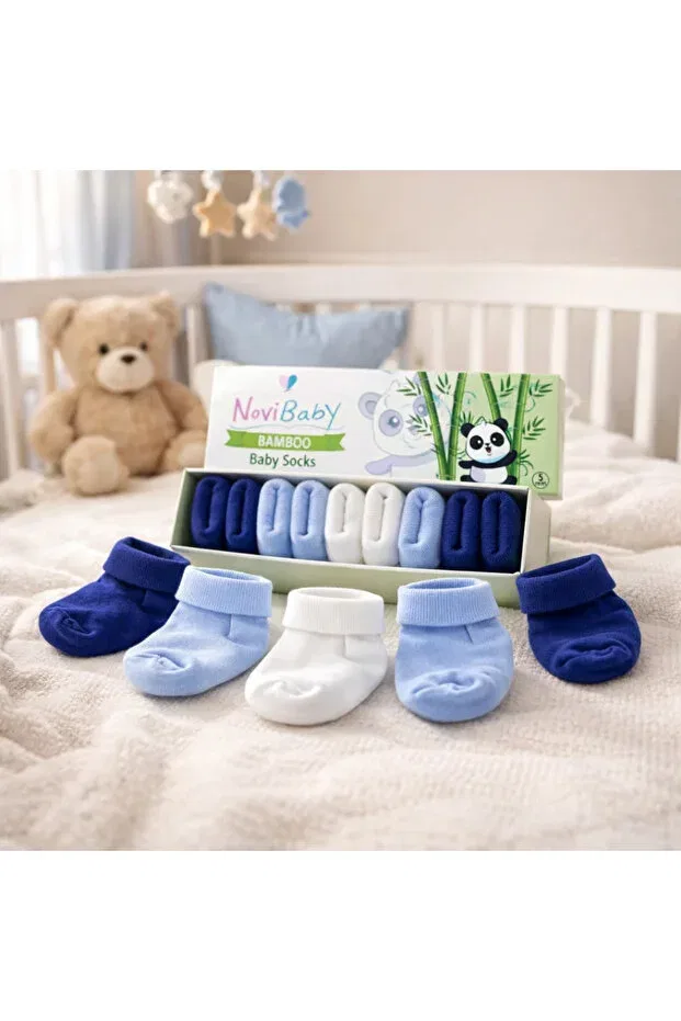 Детские носки для новорожденных из бамбука 5 пар Novibaby, Mix Blue — фото 4