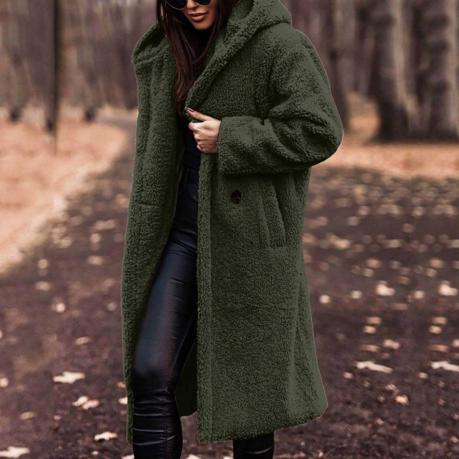 Женское зимнее пальто с капюшоном Canadian Open Front Hooded Fleece, green — фото 3