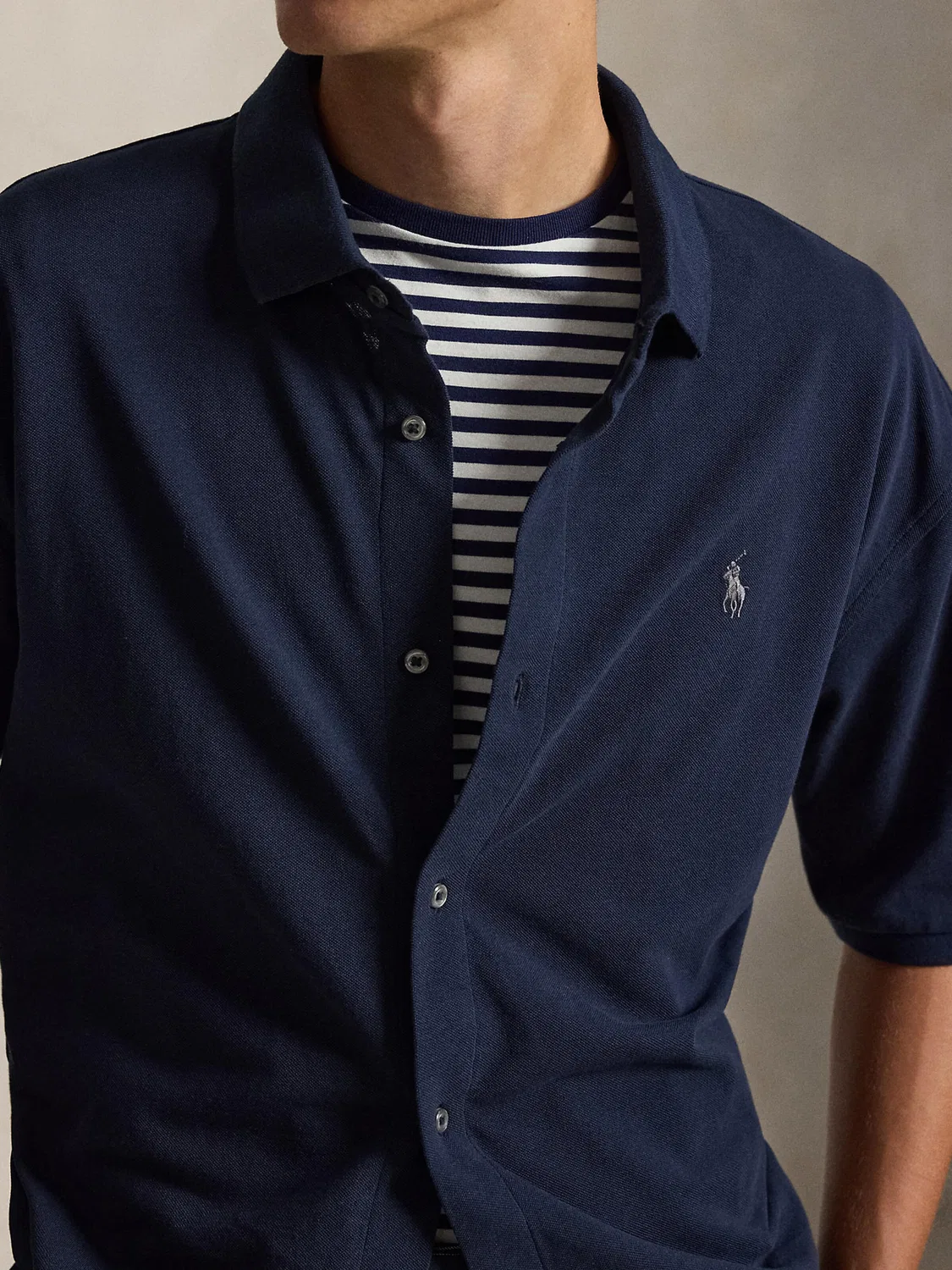 Рубашка Polo Ralph Lauren прямого кроя на пуговицах, темно-синяя — фото 2