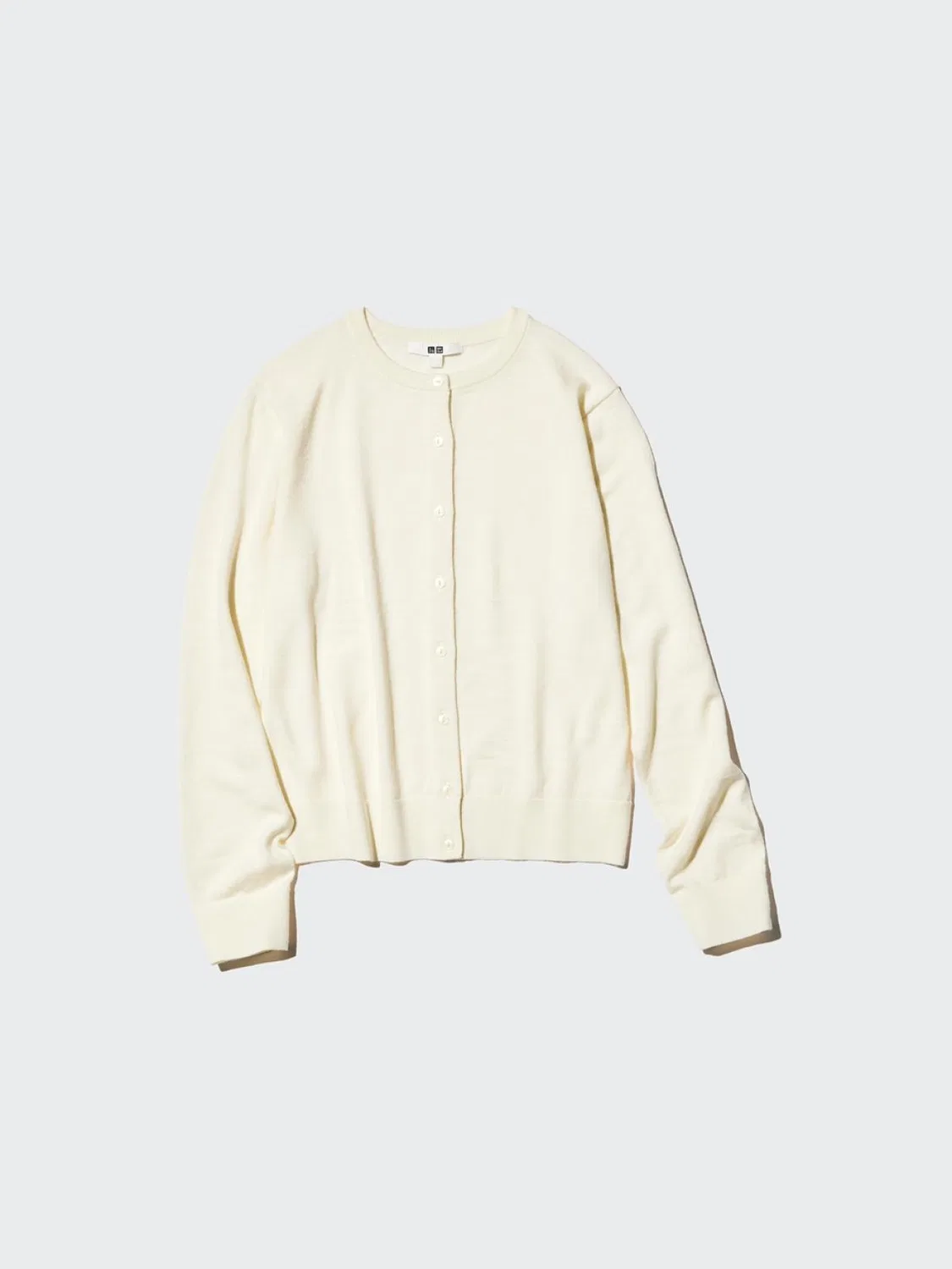 Кардиган из мериносовой шерсти с длинным рукавом Uniqlo, молочный