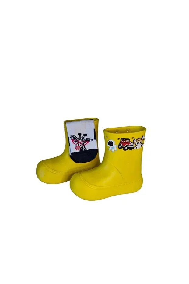 Детские резиновые сапоги для девочек с принтом Giraffe Socks Set Casabony, Yellow — фото 4