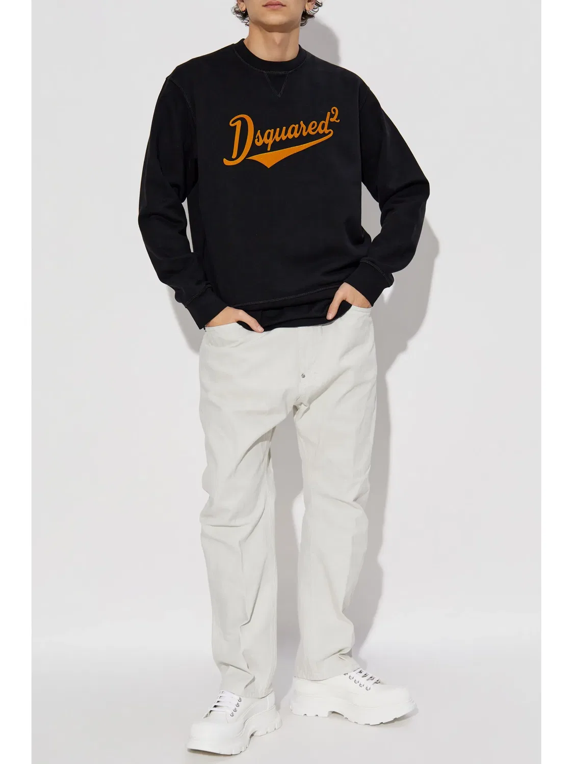 Свитшот с флокированным логотипом DSQUARED2, черный — фото 3