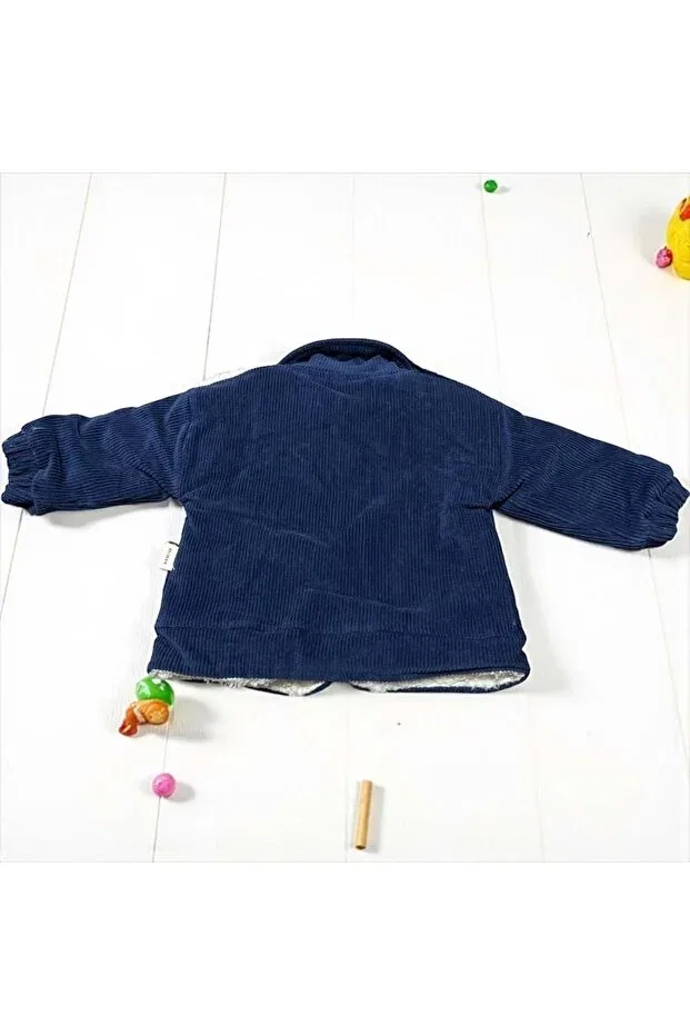 Детское пальто для девочек из вельвета Love Maxx, Navy Blue — фото 3