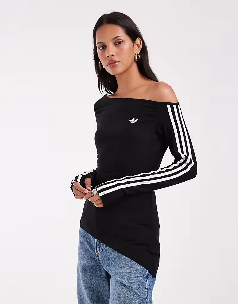Асимметричная футболка с длинными рукавами Adidas Originals, черный