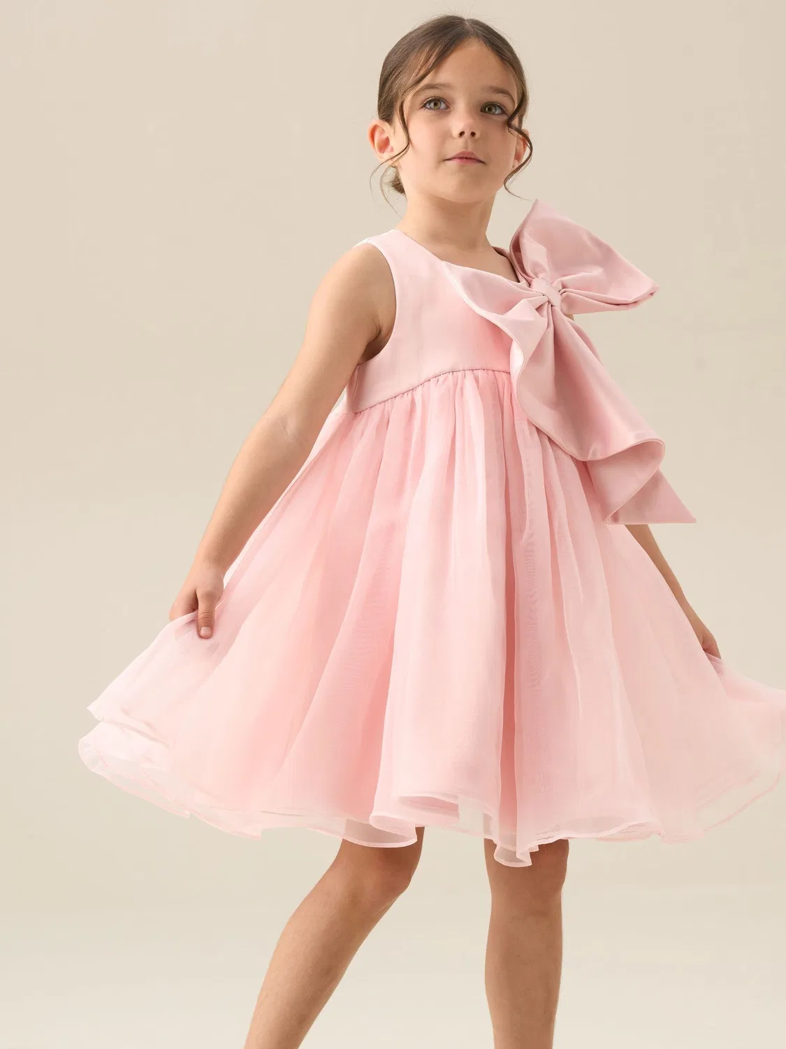 Платье для девочек с бантом Angel & Rocket Pink Paris Blush, розовый — фото 2
