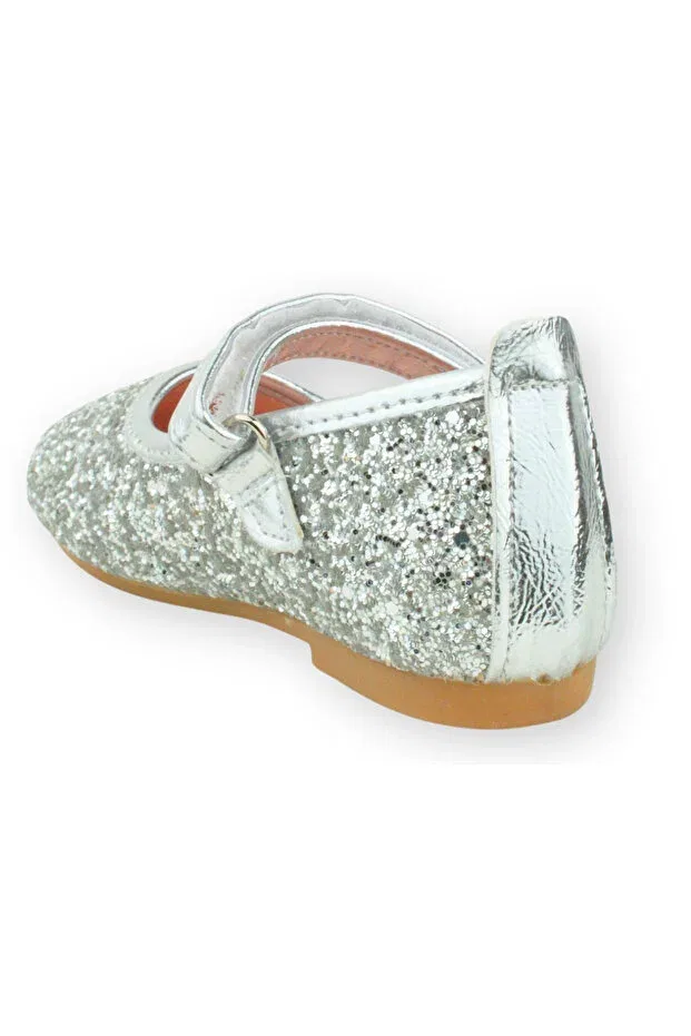 Детские балетки для девочек из искусственной кожи Nubebe, Silver — фото 3