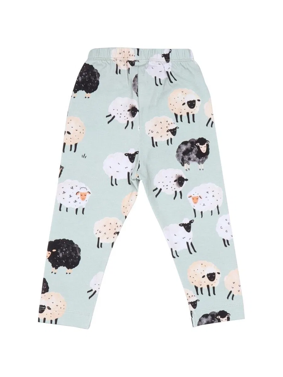 Узкие леггинсы Walkiddy 'Walkiddy - Fluffy Sheeps Leggings' зеленого цвета — фото 2