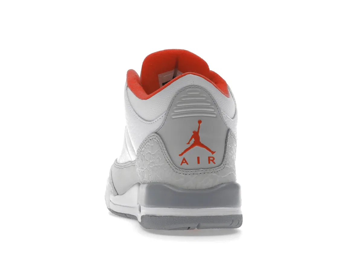 Детские кроссовки Lifestyle с кожаным верхом Jordan 3 Retro Jordan, White/Crimson-Neutral Grey-Wolf Grey — фото 4