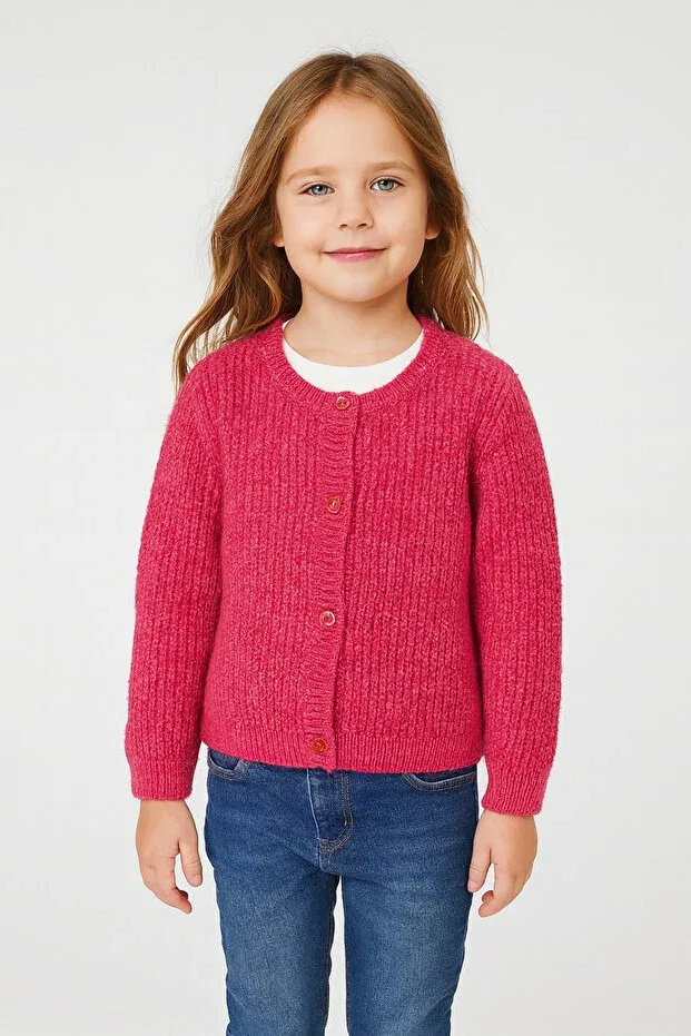 Детский вязаное кардиган для девочек на пуговицах Basics Pampino, Pink