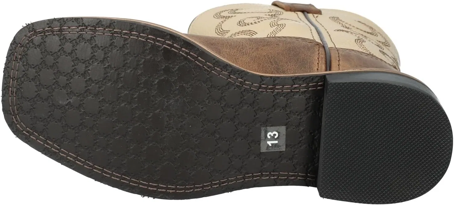 Детские ковбойские сапоги для мальчиков с квадратным носком Smoky Mountain Boots, Brown/Cream — фото 4