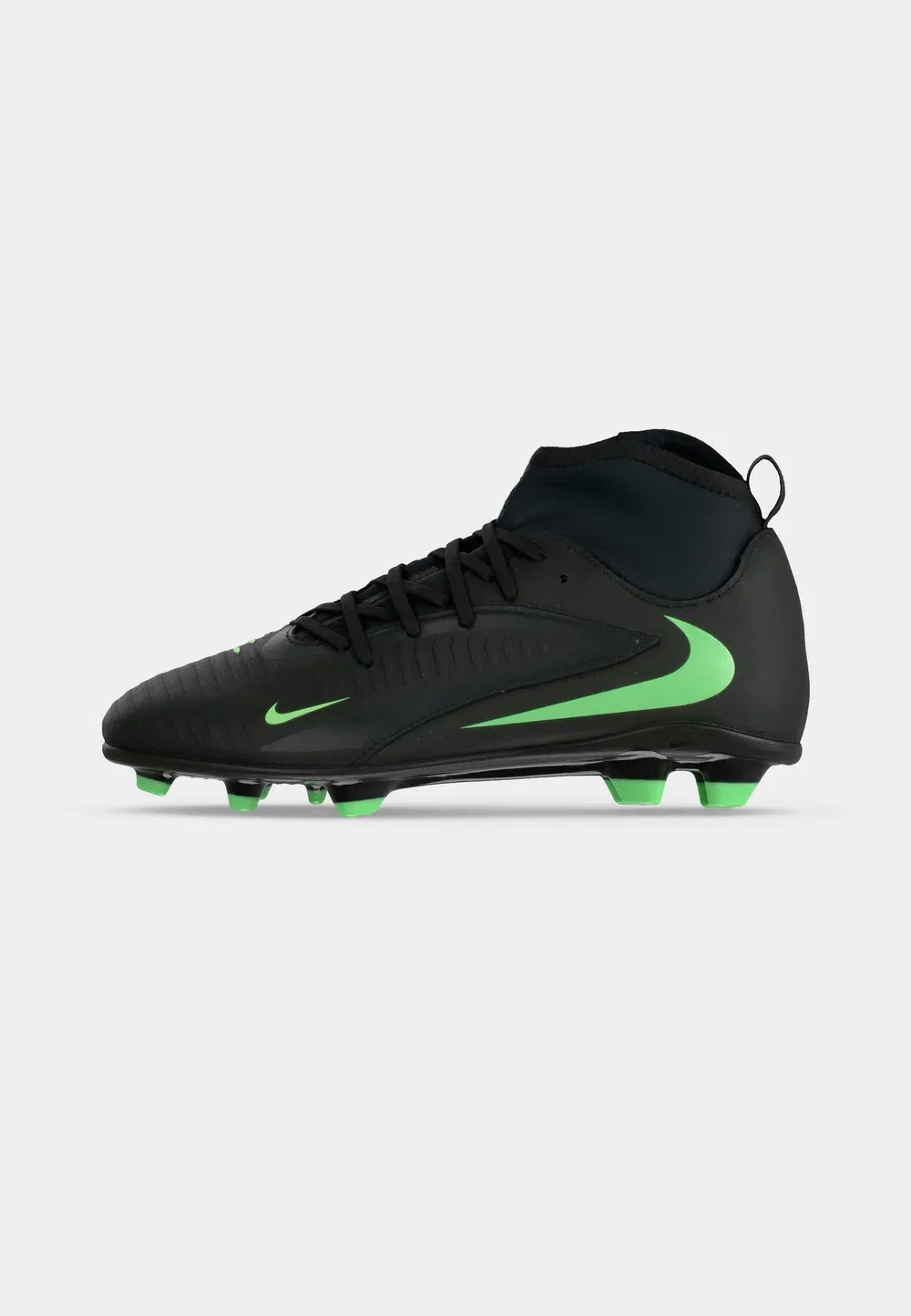 Футбольные бутсы Jr Phantom 6 High Club FG/MG унисекс для искусственной травы Nike Performance, Black/Illusion Green — фото 2