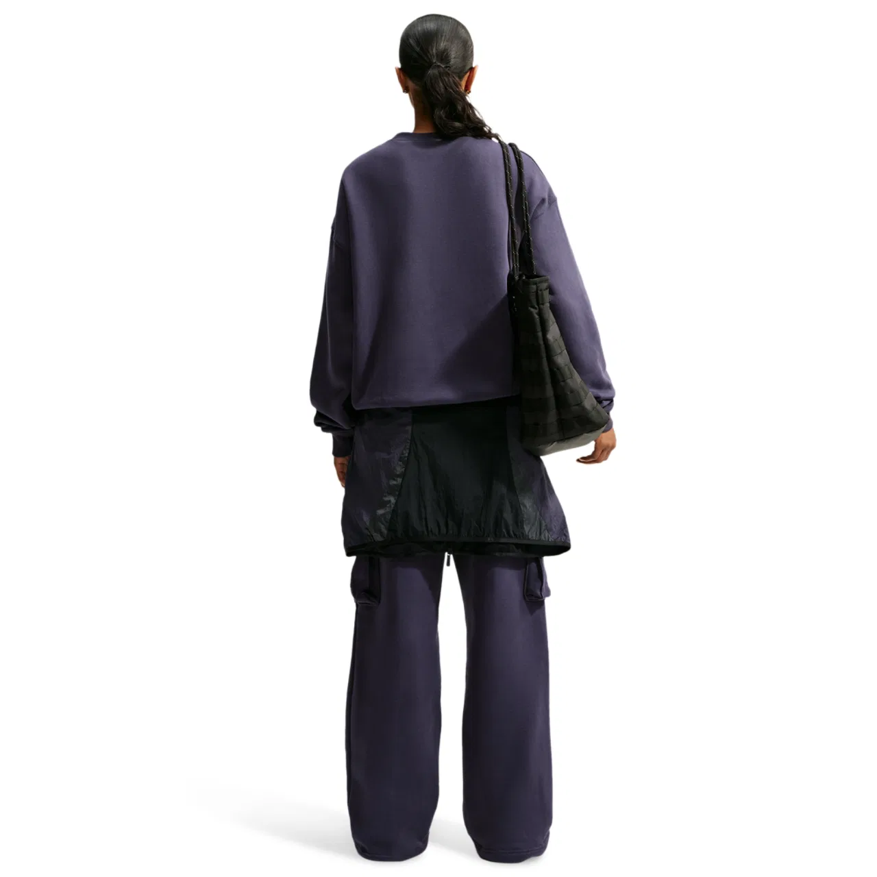Женский свитшот оверсайз из флиса Nike Studio Fleece Oversized Crew, Sail/Gridiron — фото 4