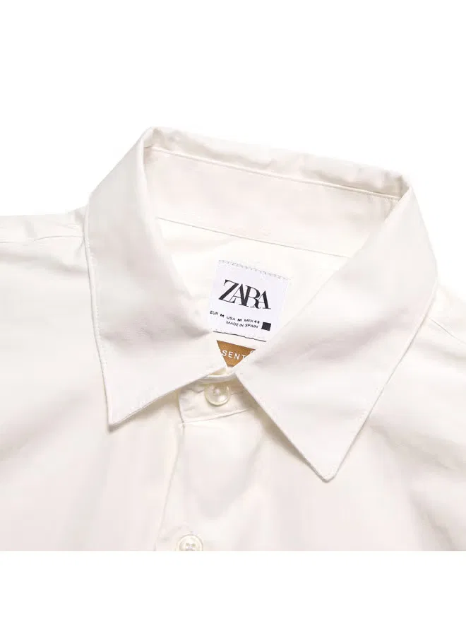Рубашка деловая повседневная Zara, белый — фото 4