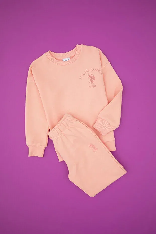 Детский спортивный костюм для девочек хлопковый U.S. Polo Assn., Salmon — фото 4